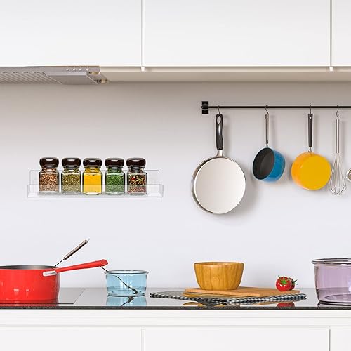 Miniatura 7 de Blulu Paquete de 8 estantes flotantes de acrílico de 14 pulgadas montado en la pared, estante acrílico invisible para sala de estar, oficina,