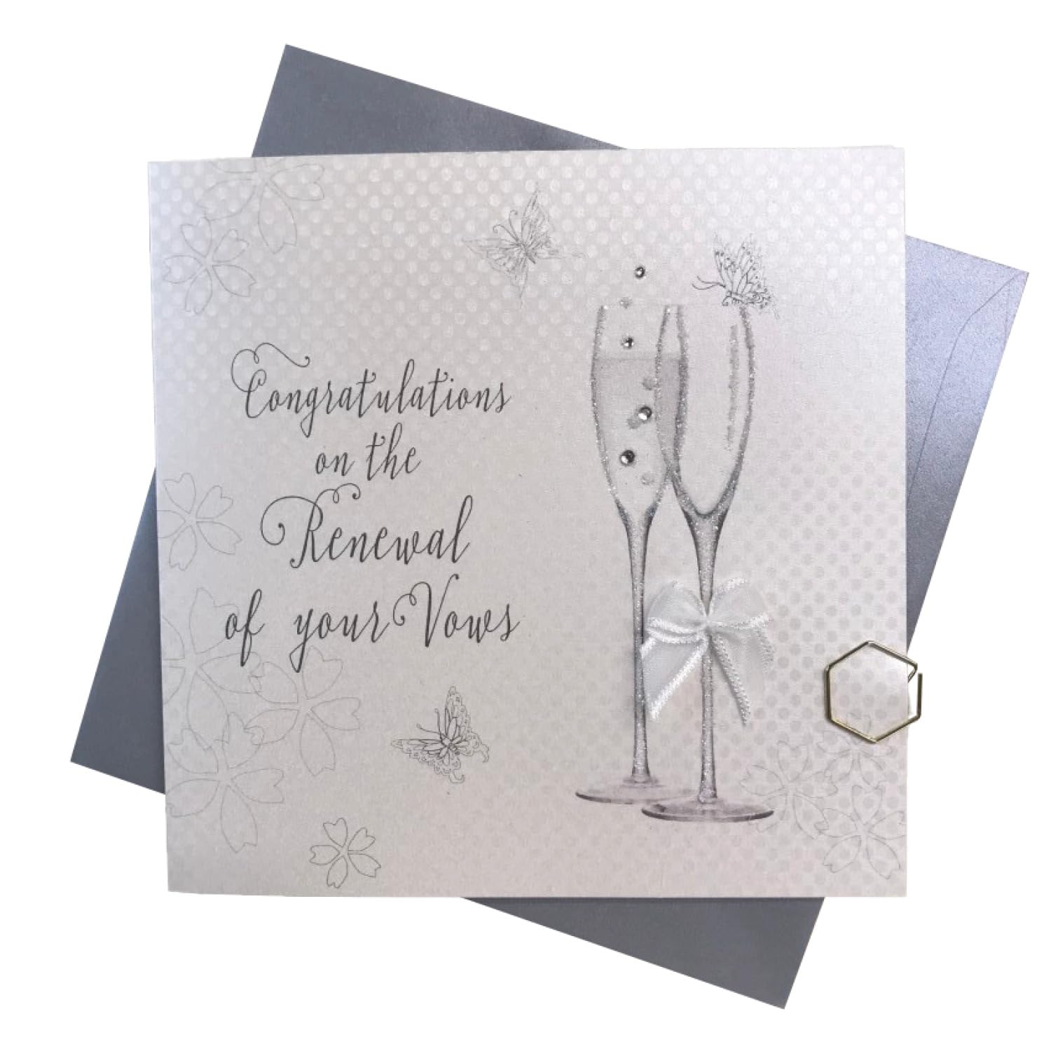 White Cotton Cards Wedding Card, Vows Renewal, Flutes Handmade BD189