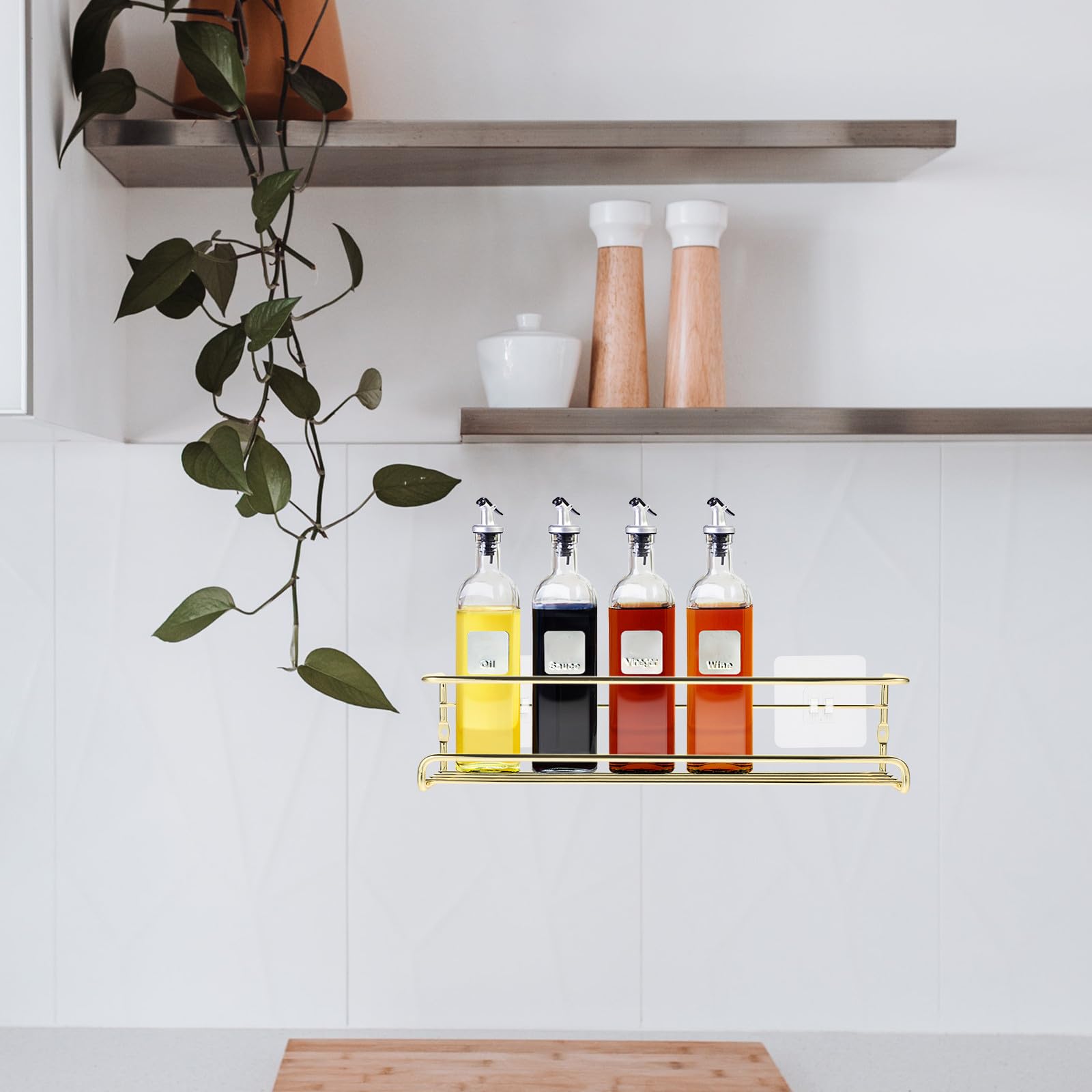 GARVALON Estante de Especias de Cocina de Hierro y Pvc, Montaje en Pared