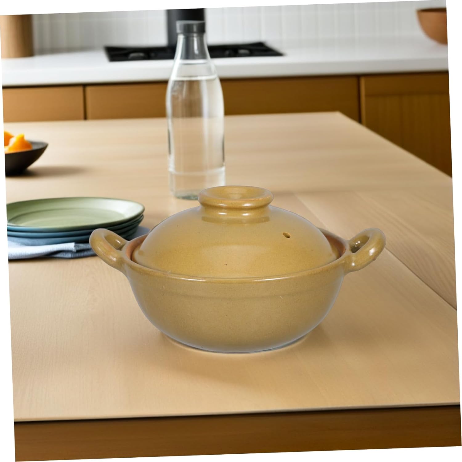 Clay Casserole Pot with Double Handles Traditional Home Cooking Stew Pot for Soup Rice Braising High-temperature Resistant Kitchen Cookware