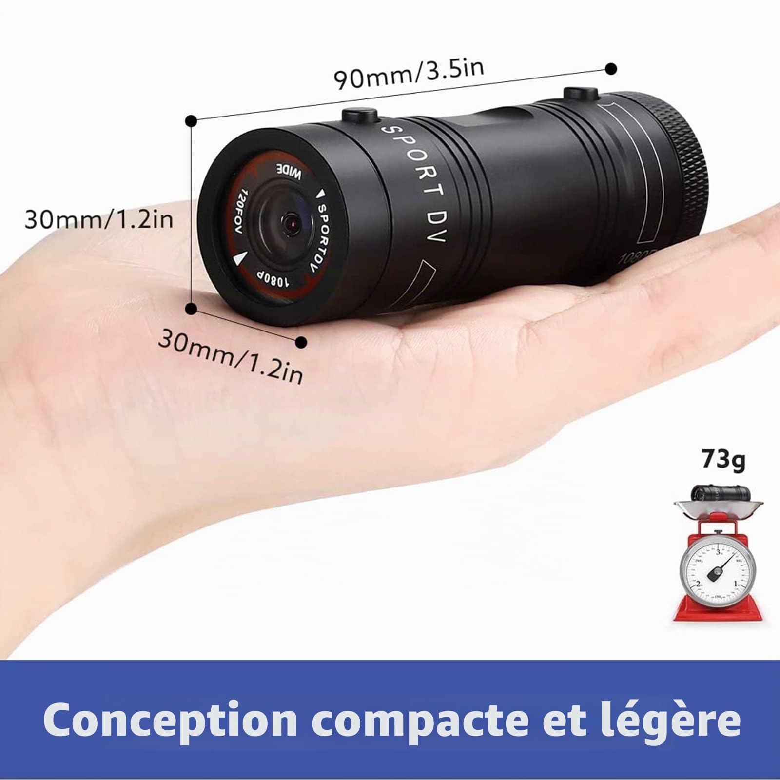 Mini Caméra Sport Vélo 1080p Full Hd Caméra De Casque Étanche Embarquées Action Avec Enregistrement En Boucle Caméscope Vidéo Pour Voyages Cyclisme