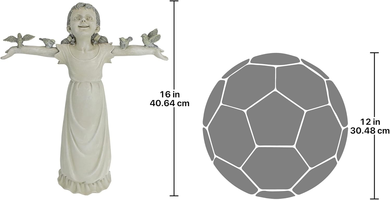 Design Toscano NG34012 Basking in God's Glory Little Girl Outdoor Garden Statue, Medium, 18 Inch, Two Tone Stone