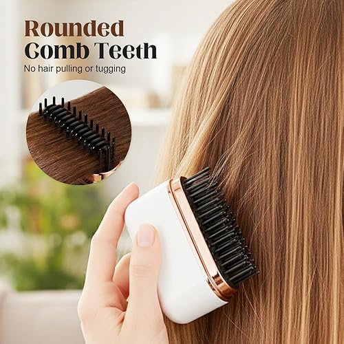 Miniatura 6 de Mini alisadora de pelo, cepillo alisador de pelo inalámbrico portátil para mujeres, último 1 hora recargable por USB mini alisadores con 3 ajustes