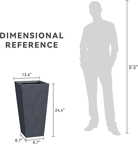 Miniatura 7 de Kante Juego de 2 macetas altas y ligeras de hormigón para exteriores con agujero de drenaje, grandes y modernas, para interiores y exteriores, para