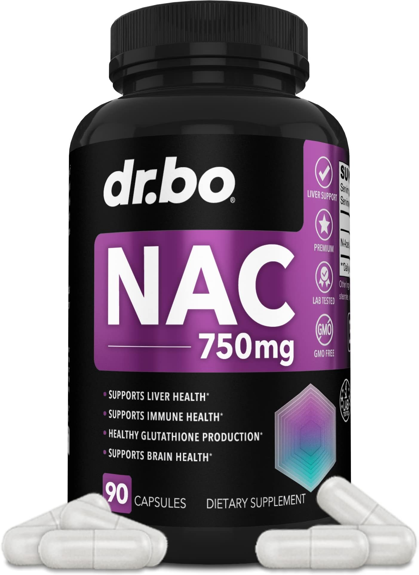 NAC Supplement N-Acetyl Cysteine Pills - 750mg N Acetyl Cysteine Pure Vitamin Capsule - Daily Liver Support Formula for Lung Cleanse Health, Kidney Detox, Brain & Respiratory Supplements - 90 Capsules