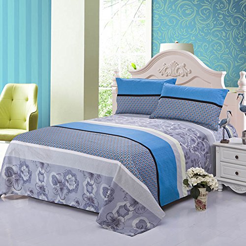 Drap de style pastoral imprimé feuilles 230x230cm pour lit simple et double modèle E - 2