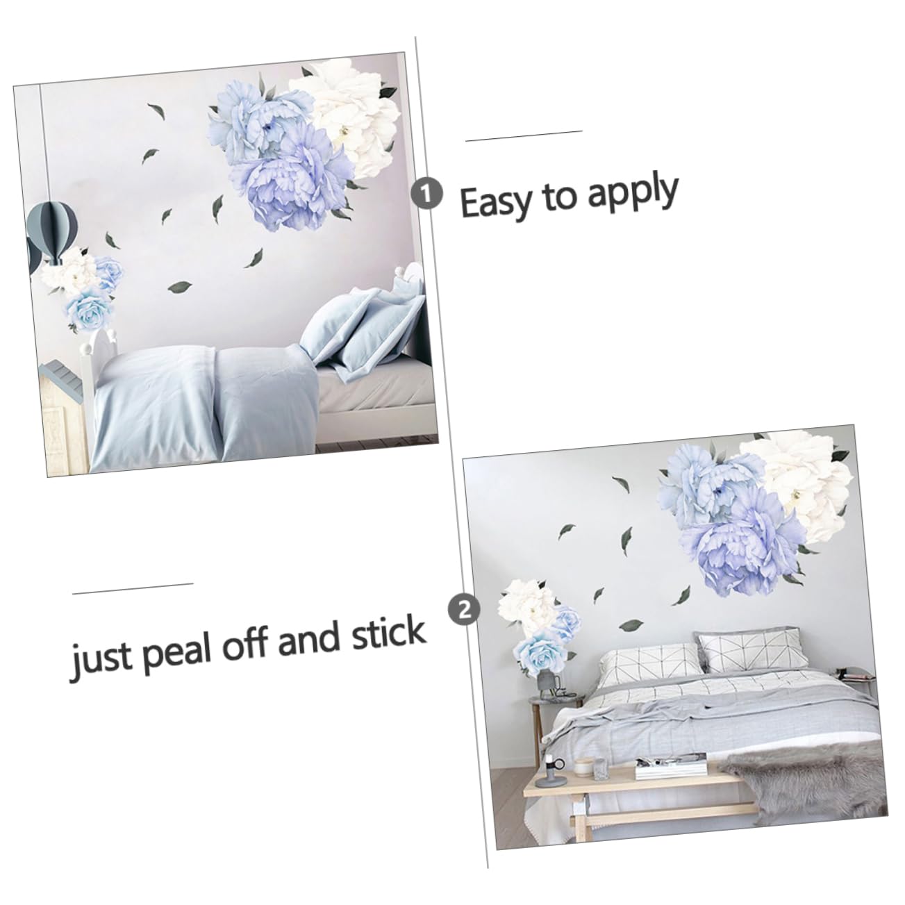 DOITOOL 1 Feuille De Stickers Muraux 3D En Forme De Pivoine Pour Chambre à Coucher