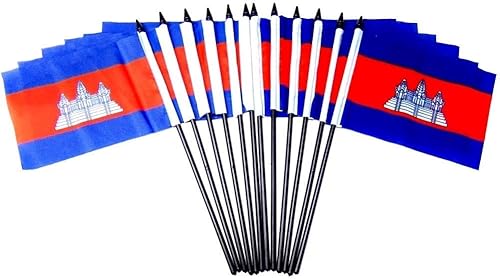 Miniatura 187 de Banderas de escritorio de Nicaragua, paquete de 12 banderas pequeñas de poliéster de 4 x 6 pulgadas en miniatura para mesa de oficina, pequeñas