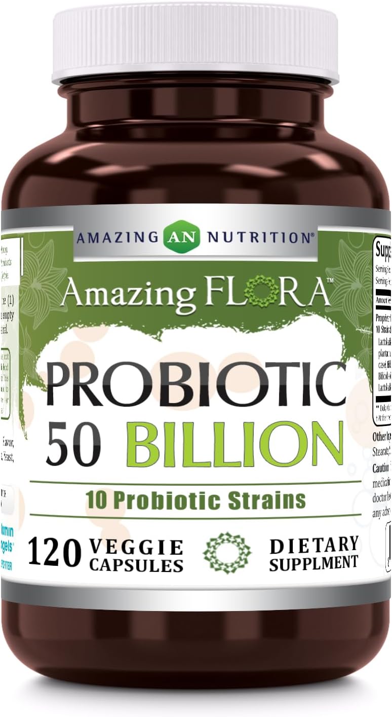 Probiotic 50 Billion with 10 Probiotics Strains Supplement | Veggie Capsules | Non-GMO | Gluten-Free | Made in USA (120 Count, 1 Pack)