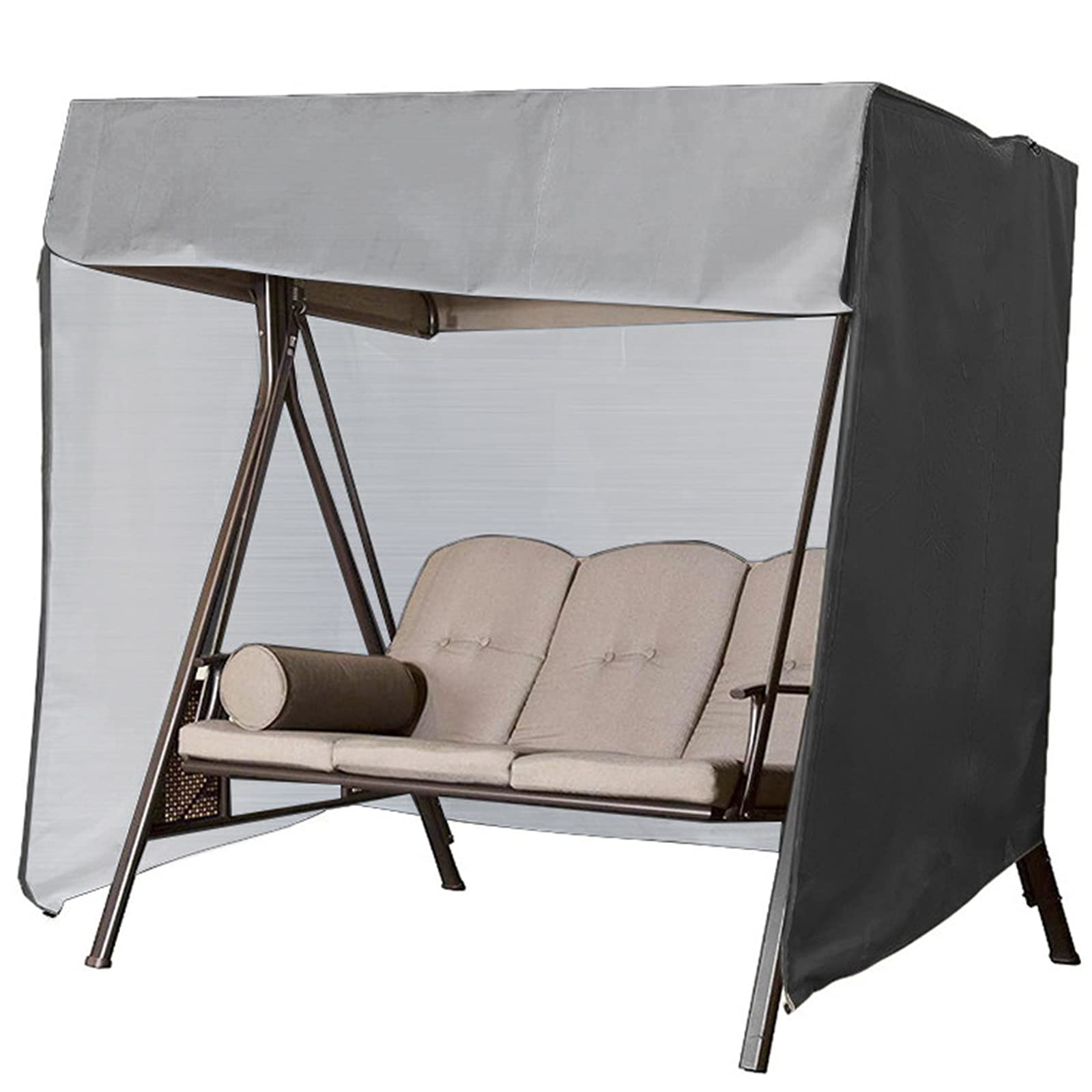 DFANCE Garden Swing Seat Covers,Super Light Oxford Fabric,Waterproof, Windproof, Anti-uv,Garden Patio Hammock Cover with Zips Polyester Fully Furniture Cover Black,223×152×183cm