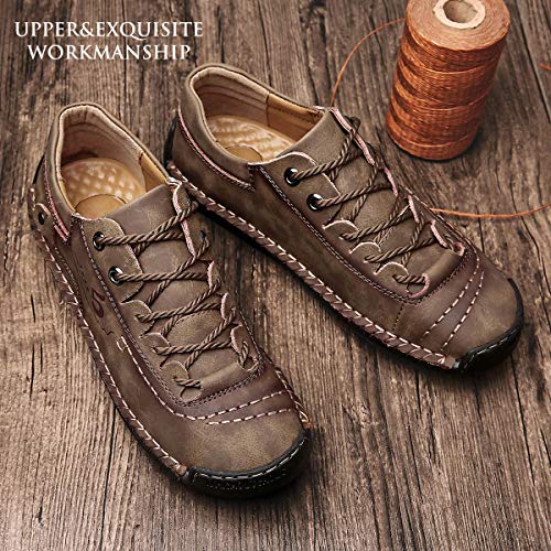 alcubieree Mens Leather Casual Shoes Comfortable Fashion Sneakers Loafers Lightweight Dress Walking Driving Shoes for Men（Size 7.5-13）2