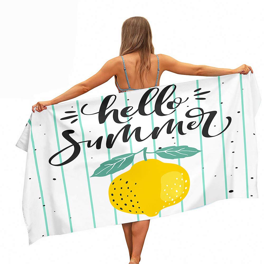 FANSU Asciugamano Da Spiaggia In Microfibra Senza Sabbia, Stampa Foglia, Ultraleggero E Ad Asciugatura Rapida 80x160cm - 2