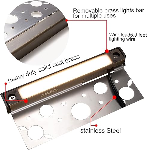 Miniatura 2 de Gardenreet Luz LED Hardscape,Carcasa de latón fundido,Fuente de luz integrada 3W 3000K, luz de paso LED, 7 pulgadas de largo, bajo voltaje 12V ACDC