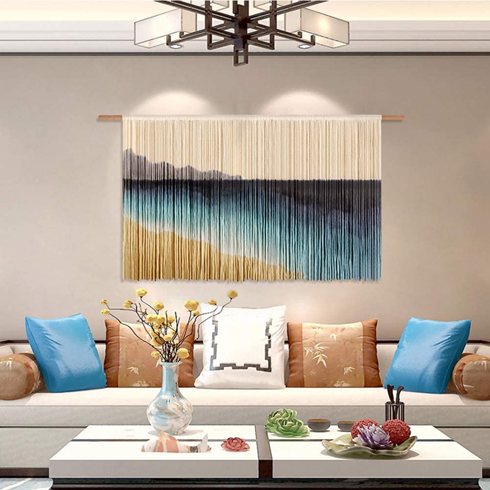 Macramé Tapiz Tejido para Colgar en la Pared Decoración de Pared Bohemia Arte Decoración del hogar Cuerda de algodón Hecha a Mano para la decoración del Dormitorio de la Sala de Estar (110 * 70 CM)