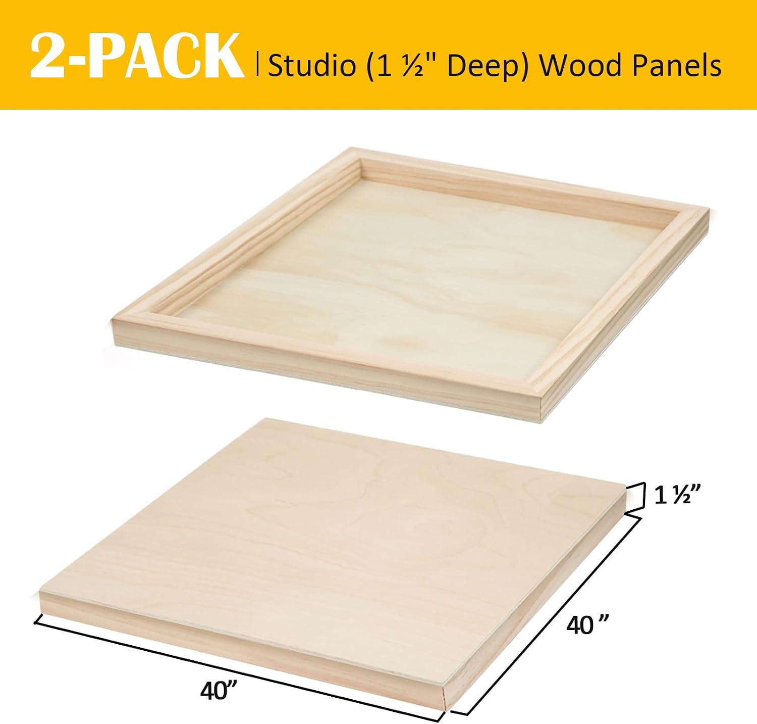  2 Pack 40x40'' Unfished Gallery Birch Wood Canvas Panels thumbnail