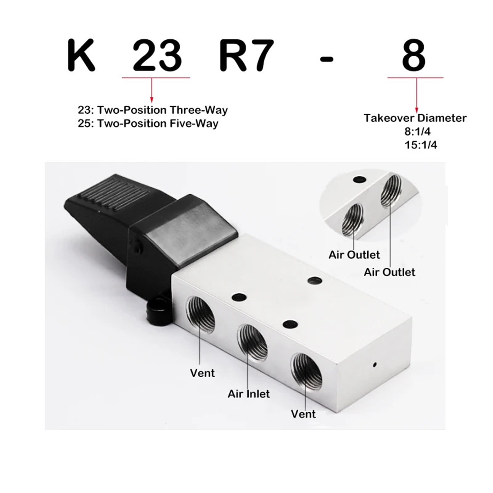 Valvola di fondo pneumatica a due posizioni a cinque vie K25R7-8 15 Interruttore a pedale a tre vie K23R7-8 a due posizioni ST402 403 (ST-403)
