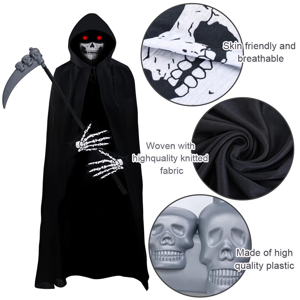 Halloween Black Hooded Cape Witch,Halloween Vampire Cloak Capes - Image 3