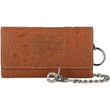 Men's Croco B&amp;S Leather Trucker Wallet w/Chain, Brown