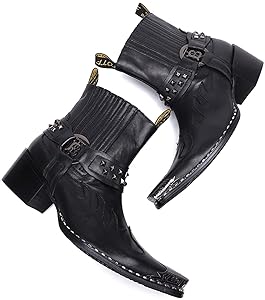 Amazon.com | Santimon Men's Genuine Leather Western Chelsea