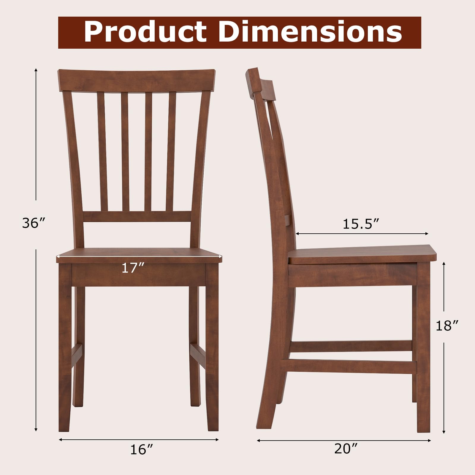 Amazon.com - Giantex Wood Dining Chair Set of 2, Farmhouse Wooden