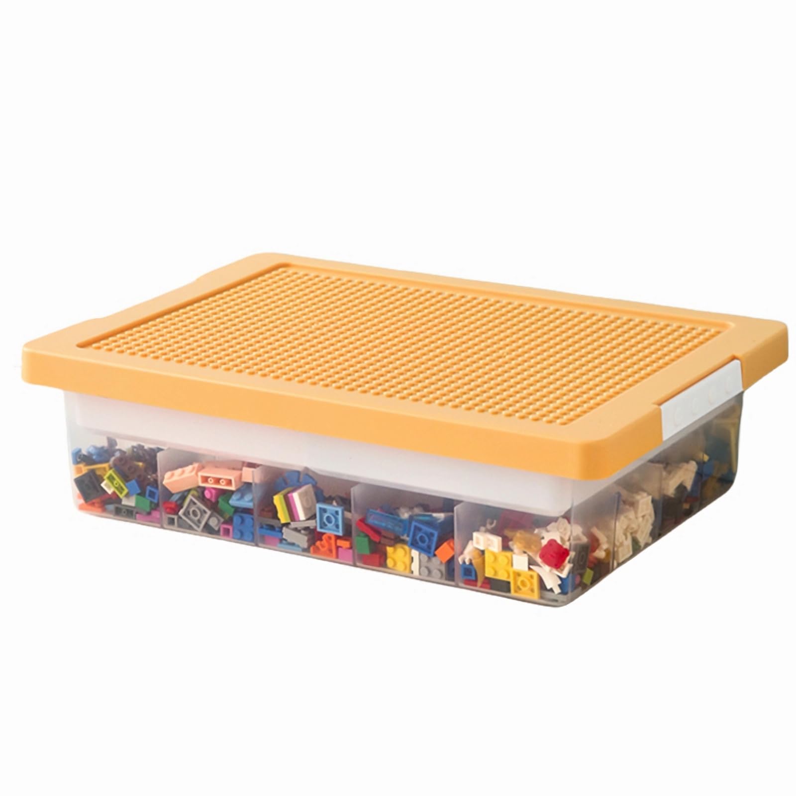 Organizer do przechowywania zabawek Lego, pudełko do przechowywania zabawek z pokrywką płyty budowlanej i zdejmowaną tacą, do przechowywania klocków, plastikowe pojemniki organizujące do układania w