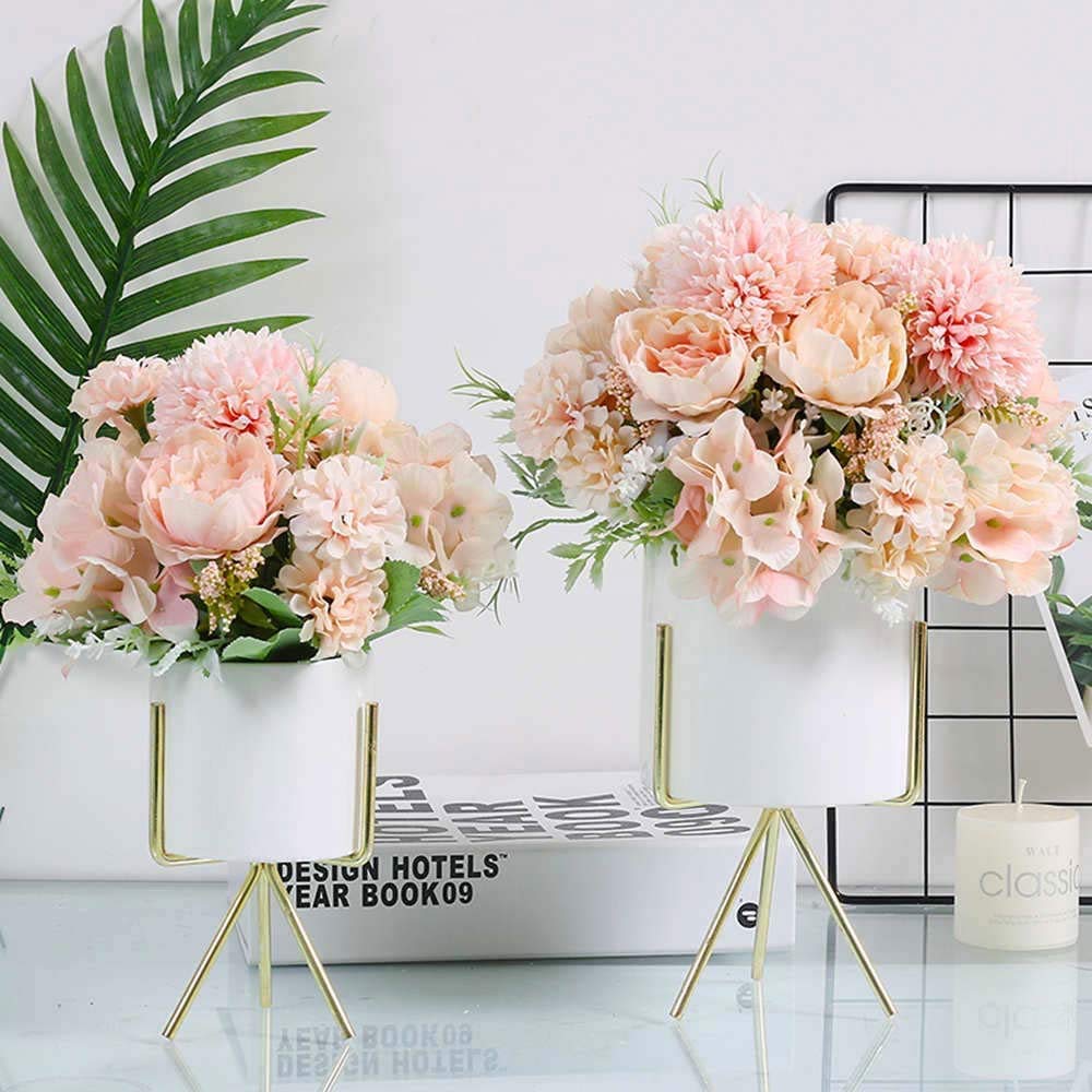 4 Confezioni Di Peonie Artificiali In Seta – Bouquet Da Sposa Con 7 Steli, Fiori Per Matrimoni E Decorazioni Casa, Rosa - 4
