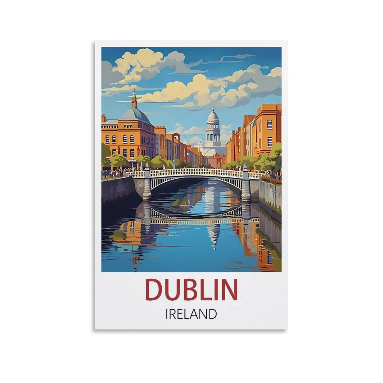 Losnabo Unframe-Style Dublin Ireland Vintage Travel Poster 12X18inch(30X45cm) Canvas Wall Poster And Art Picture Print Modern Home Bedroom Decor