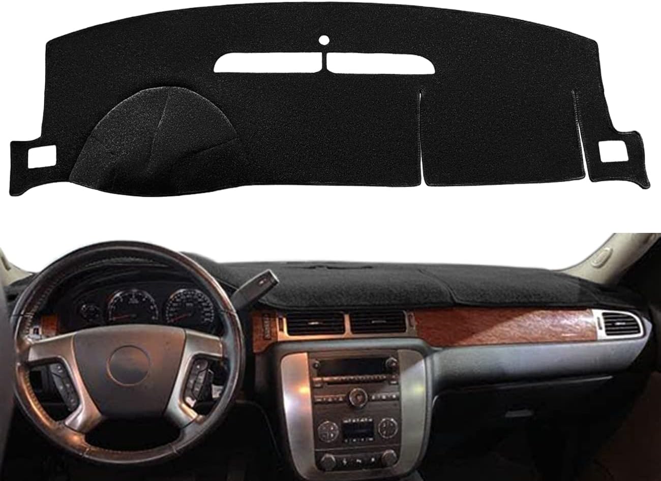 Dashboard Cover Dash Cover Mat Pad Fit for 2007-2014 Chevy Chevrolet Tahoe Suburban 1500,Chevrolet Avalanche Silverado 1500 LTZ 2007-2013,GMC Yukon All Models 2007-2014 (Black) Y24