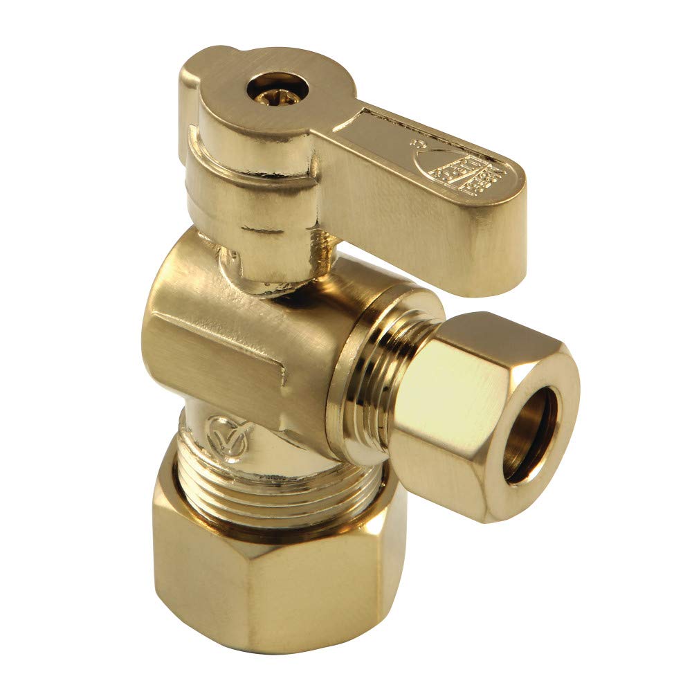 Kingston Brass KF5330BB 5/8" OD Comp x 3/8" OD Comp Angle Stop Valve, Brushed Brass