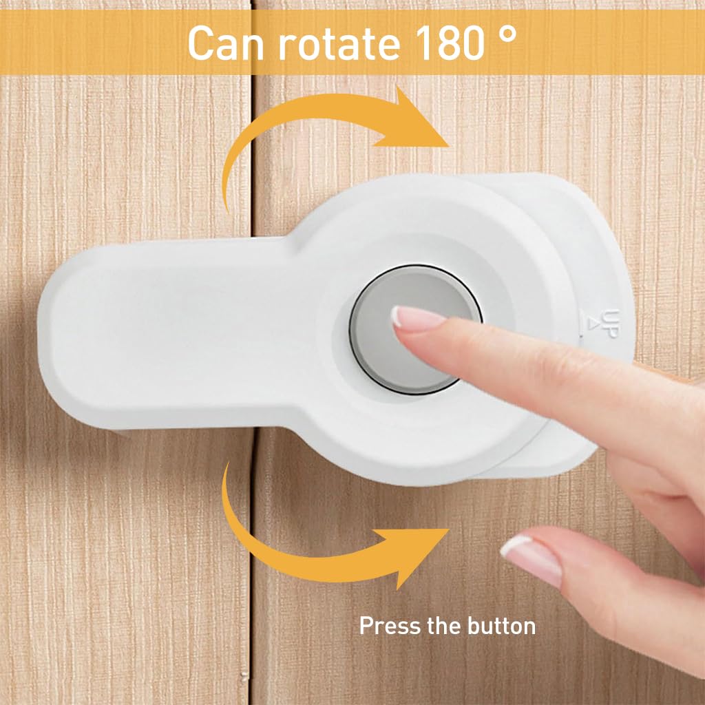 SNOWIE SOFT® 2Pcs Child Safety Door Lock Baby Proofing Drawer Lock Cabinet Lock Self Adhesive Safety Lock with Release Button Kids Safety Door Lock for Cabinet, Drawer, Oven, Dishwasher - Image 5 thumbnail