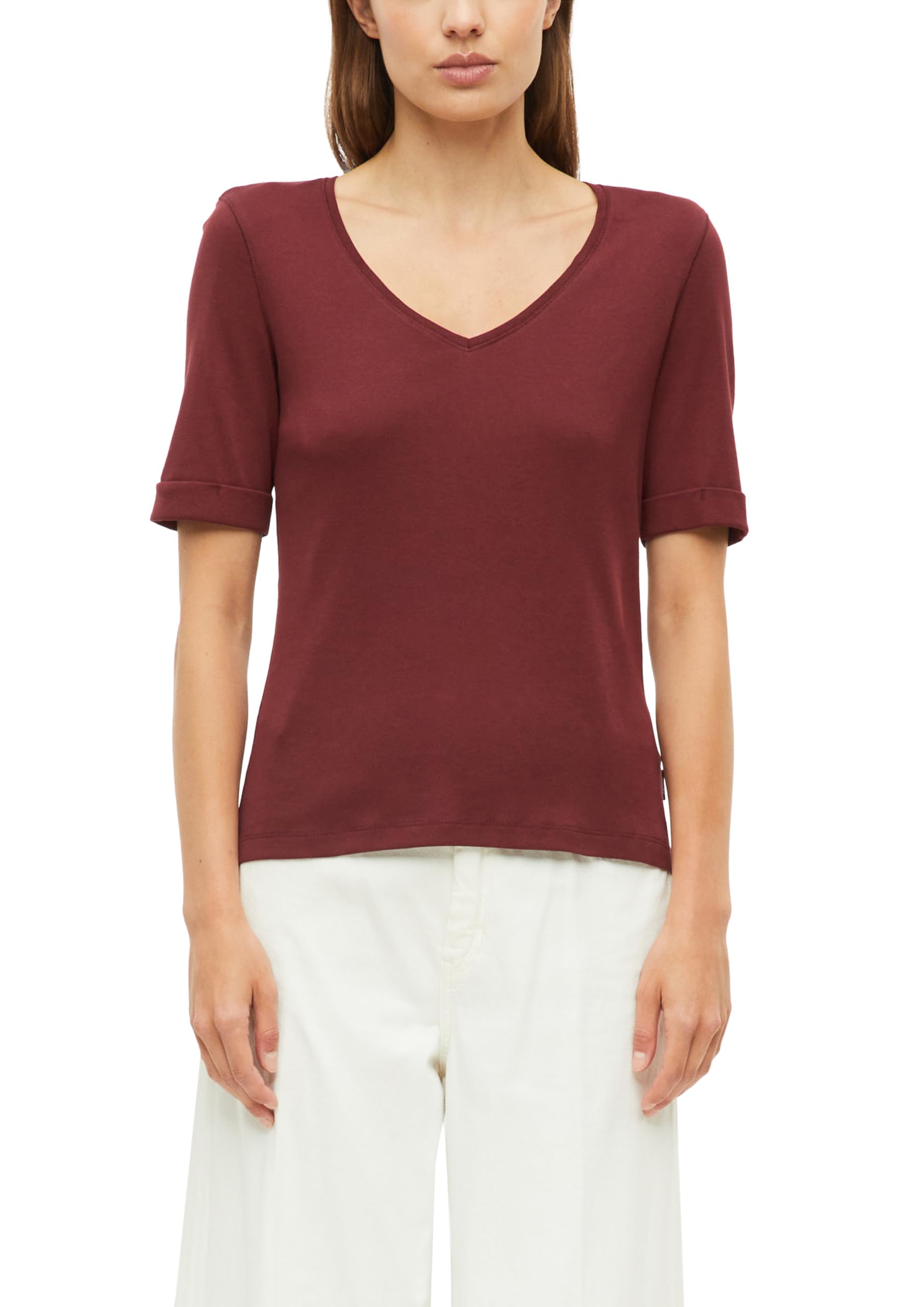 s.Oliver Women's 2179331 T-Shirt, V-Neck, Slim Fit (Pack of 1), red, 14