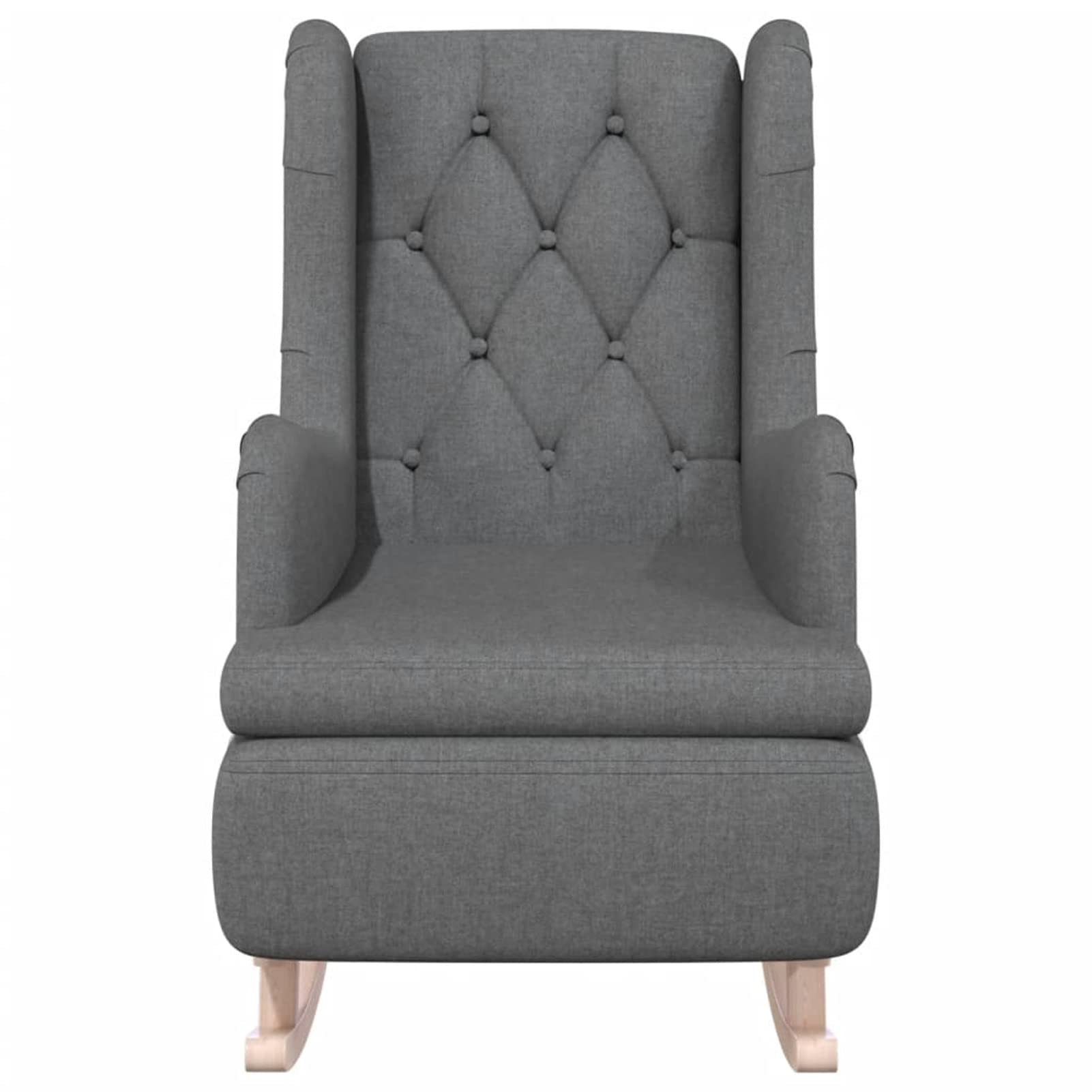 Homgoday Sillón con Patas mecedoras Madera Maciza Caucho Tela Gris Claro Sillon Relax sillones para el salón Sillon Lactancia butaca reclinable Silla Lectura