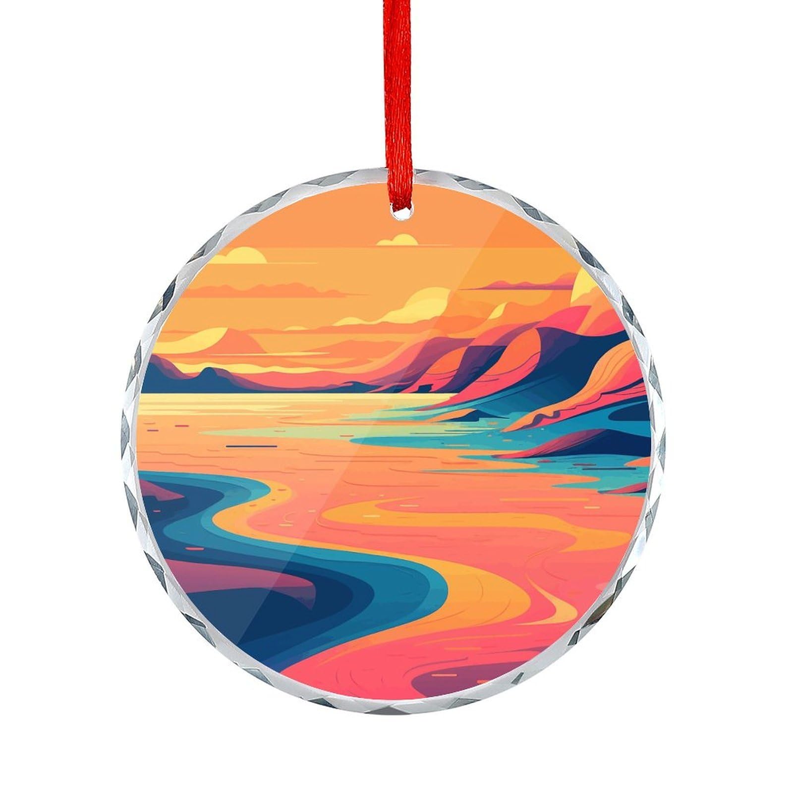 Btcowzrv Style Hand Drawn Painting Round Ornament Hanging Pendant Decor