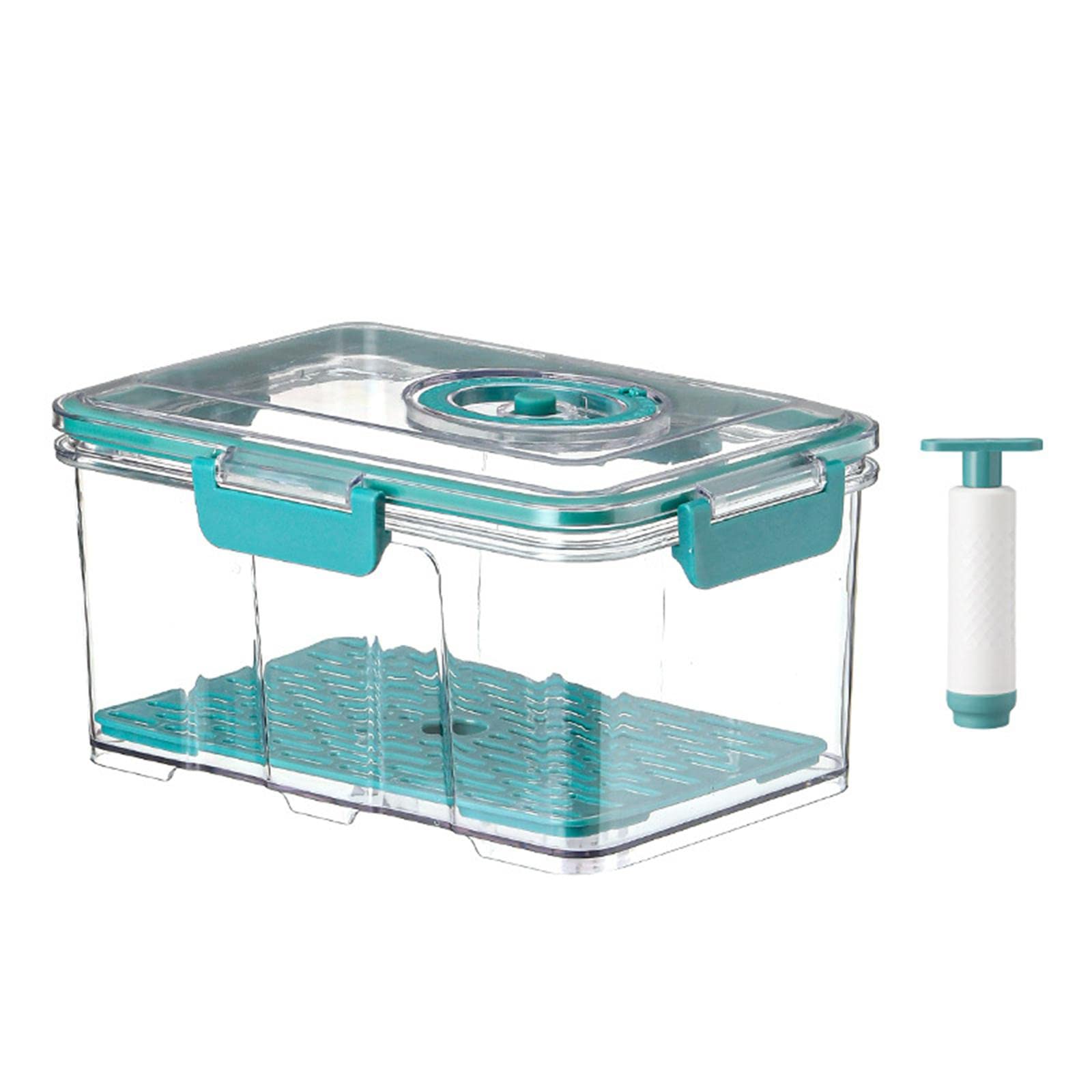 Baoblaze Vacuum Contenant Boîte Alimentaire Récipient Préservation sous Vide Récipient Plastique avec Pompe Manuel Fermeture Robuste Adapté pour Cuisine Bureau, Vert 2.5L