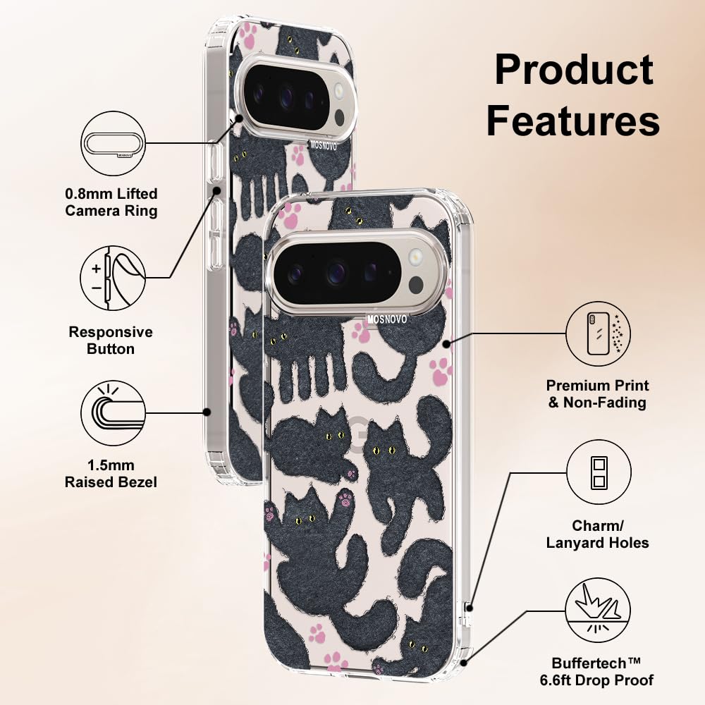 MOSNOVO Case for Google Pixel 10 & Pixel 10 Pro, [Buffertech 6.6ft Military-Grade Drop Protection] [Anti Peel Off Tech] Clear TPU Bumper Phone Case Cover Design - Cute Cherry — view 185