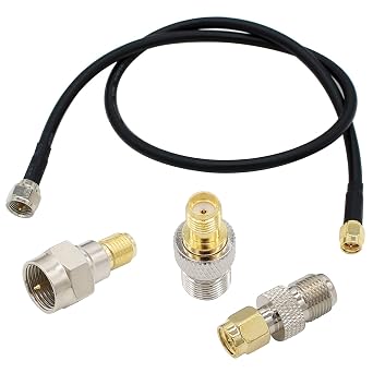 exgoofit SMA to F Adapter SMA Male to F Type Male 20 inch RG58 Coax Coaxial Extension Cable +3pcs F Type to SMA Male Female Connector for RF Application