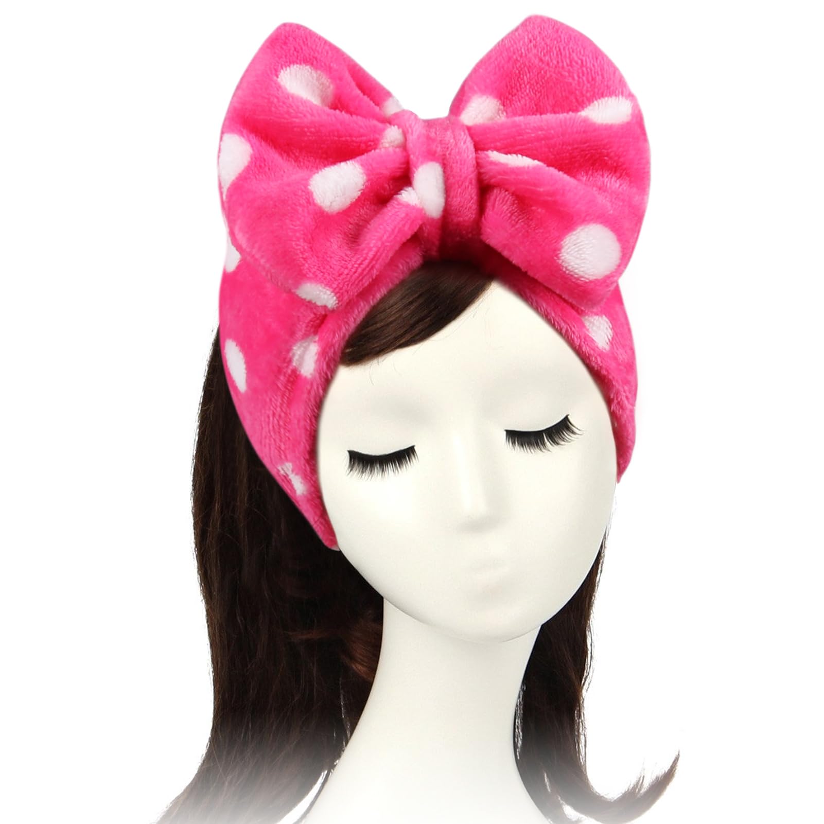 Sweet Super Soft Caroset Polka Dots Wash Cosmetic Headband Hairlace (Rose Polka dots)