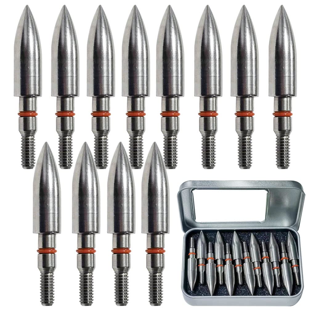 100/125/150/200/300 Grains Archery Field Points Practice Field Tips, Archery Target Practice Hunting Arrow Tip for Recurve, Compound Bow Crossbow, Stainless Steel Screw in Broadheads