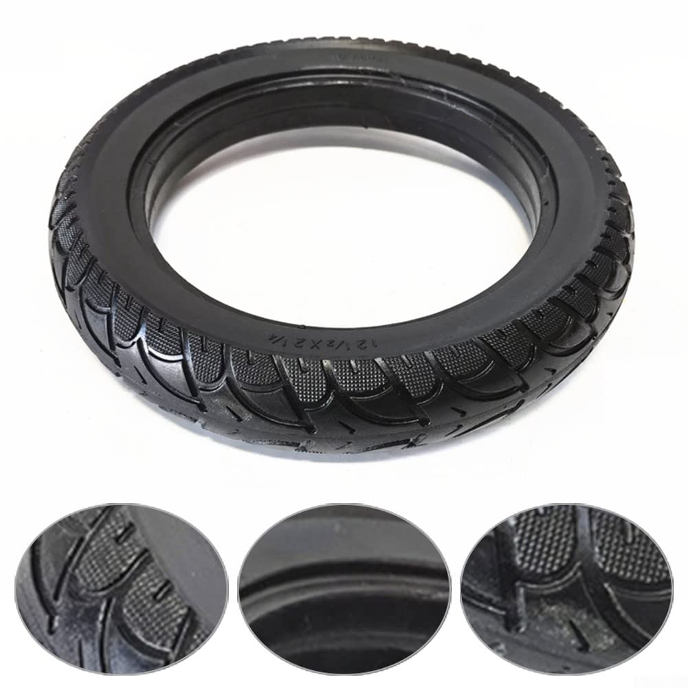 DAZZLEEX 1 pièces 12 Pouces Pneu Solide 12 1/2x2 1/4 (57-203) Roue de Remplacement pour vélo électrique Scooter 12.5x2.50 Pneu