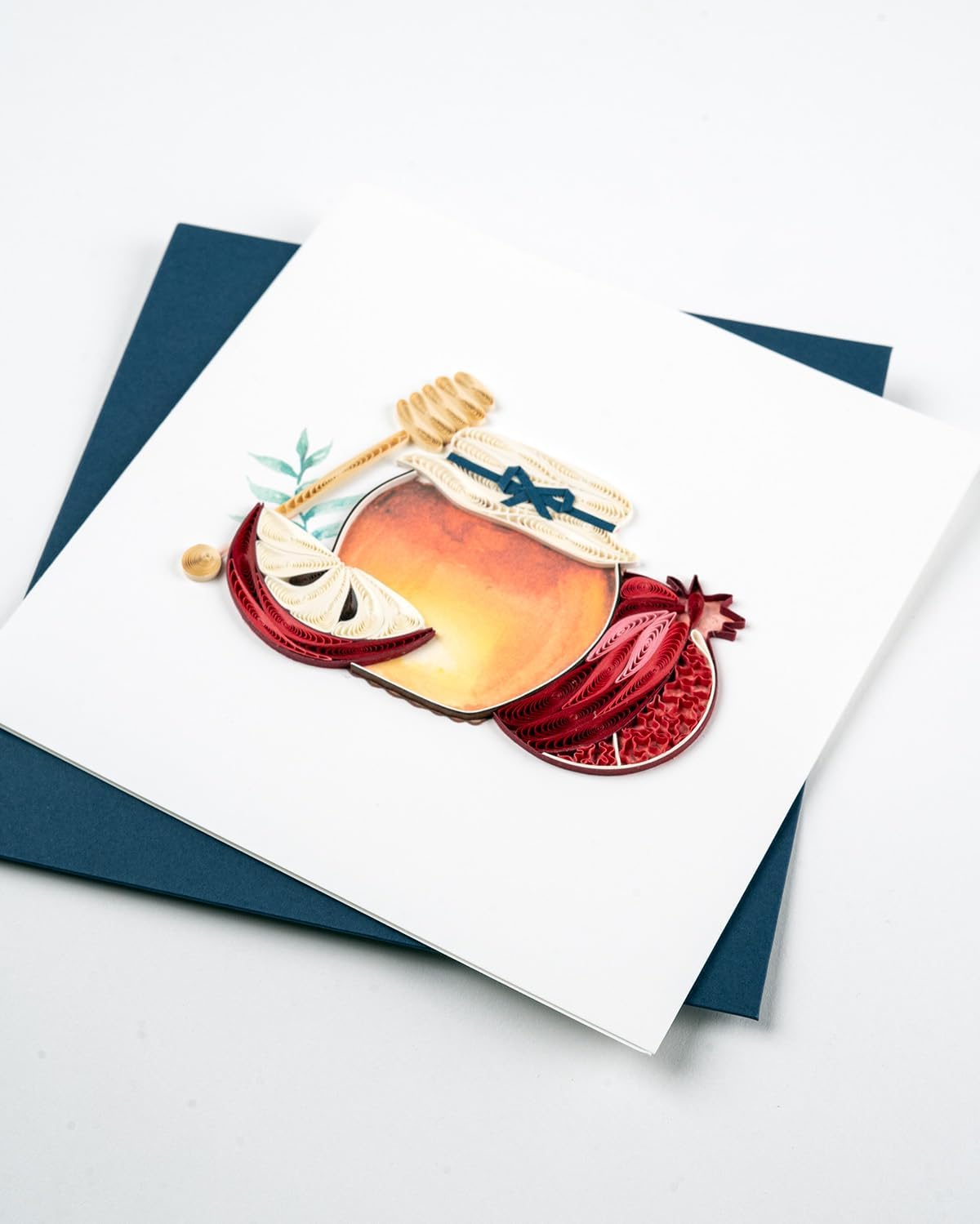 Quilling Card Handmade Quilled Rosh Hashanah Greeting Card – 6x6 Inch Blank Card with Envelope – Fair Trade Verified – Unique Paper Art Keepsake for Rosh Hashanah