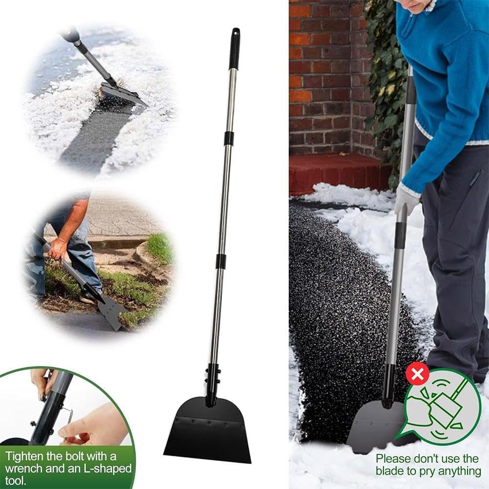 Pala da giardino resistente, manico regolabile da 137 cm, strumento versatile per diserbo, raschiare, rimuovere il ghiaccio, raschietto piatto multiuso per giardinaggio, 1 pezzo