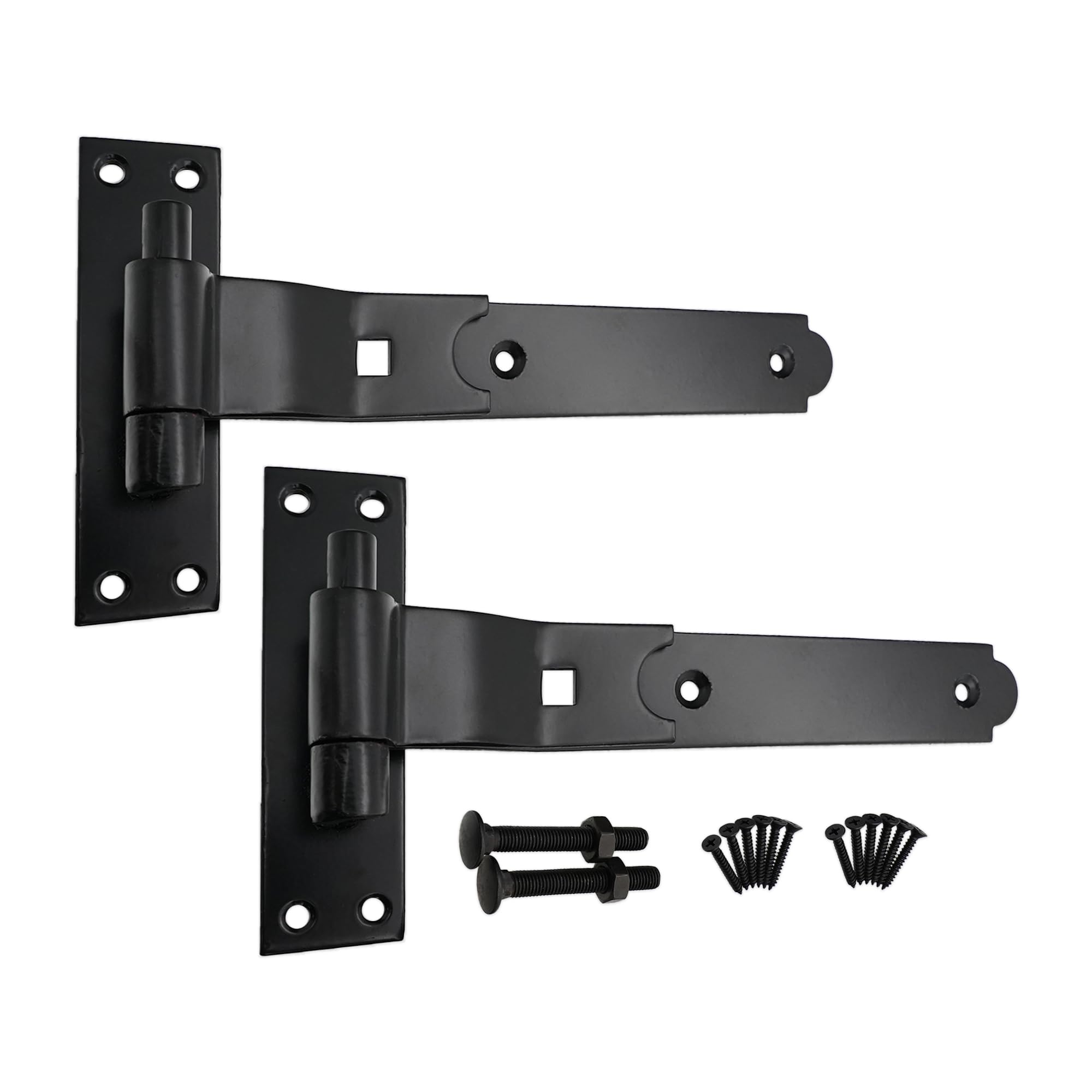 Infinity Decor Cranked or Straight Heavy Duty Hook and Band Iron Gate Hinges Pair in Epoxy Black (2 x 10 CRANKED Hinges)