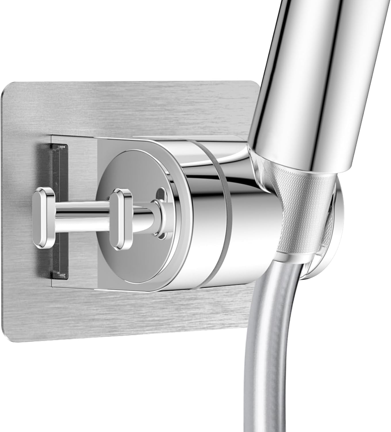 YEAUPE PRO Shower Head Holder, 45°Adjustable,No Drilling,Strong Adhesive Waterproof Handheld Shower Wand Holder,Universal,Replacement Wall Mount Shower Hose Bracket for Bidet Bathroom