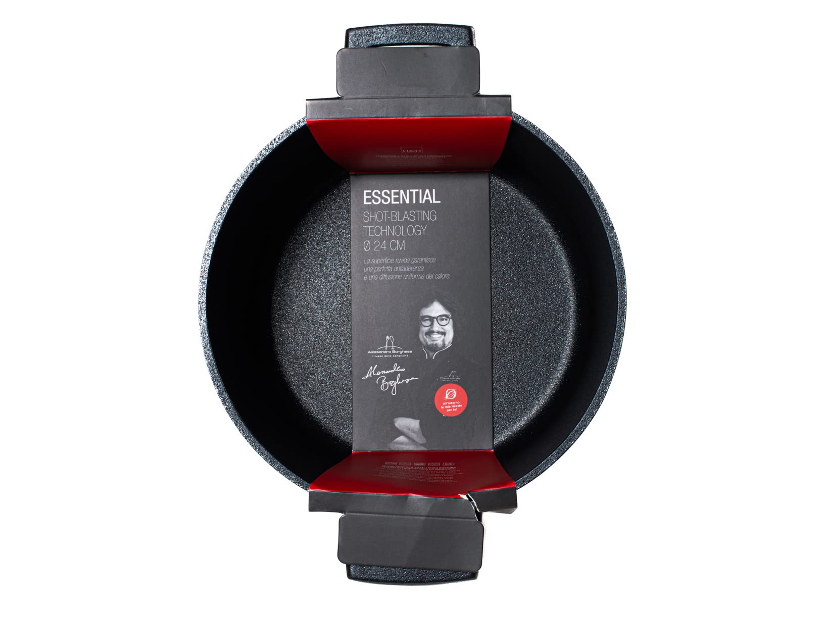 H&H Alessandro Borghese Essential Casseruola in Alluminio Pressofuso con Rivestimento Antiaderente Shot Blasting Tecnology adatto anche per cottura su piano ad induzione cm 24