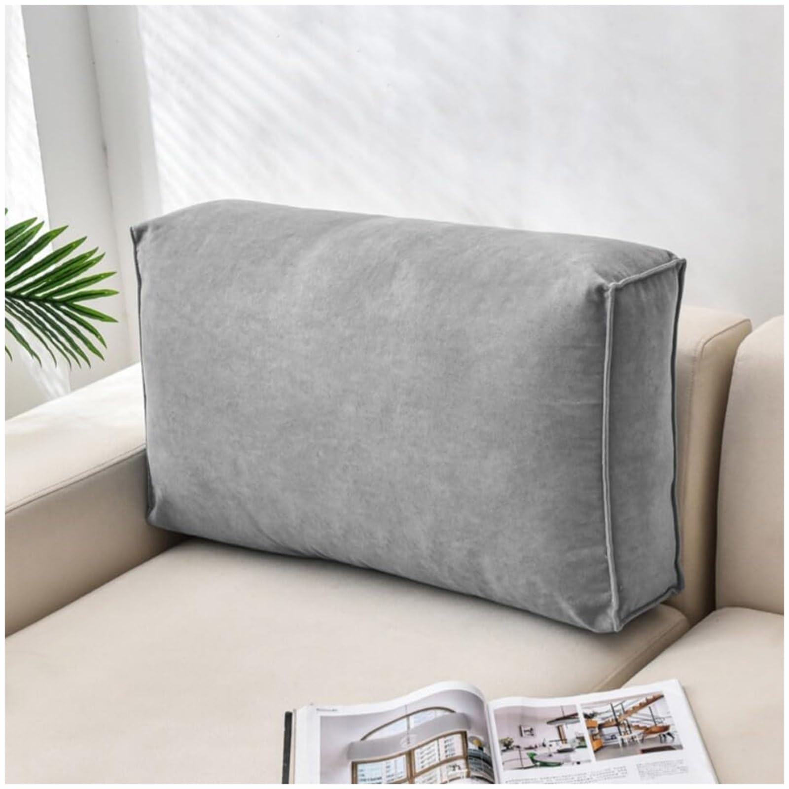 Ergonomiczna poduszka do czytania, na łóżko i sofę, prostokątna, podtrzymująca plecy, miękka i wygodna, szara, 100 x 12 x 45 cm, idealna do relaksu i komfortu