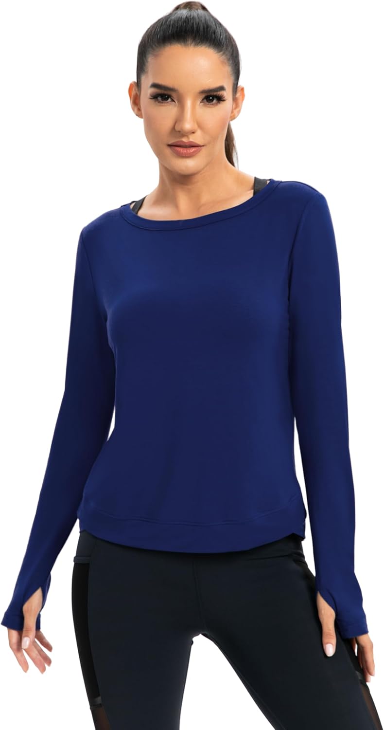 ICTIVE Womens Long Sleeve Shirt Workout Running Athletic Yoga Gym Hiking Activewear Muscle Tops with Thumb Hole - Image 3