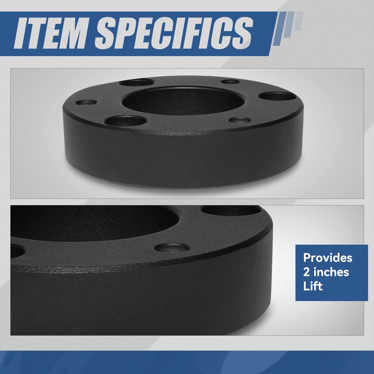 Auto Dynasty Pair of 2 inches Raise Front Suspension Leveling Lift Kit Compatible with Silverado Sierra 1500 2007-2024, Black Powdercoated