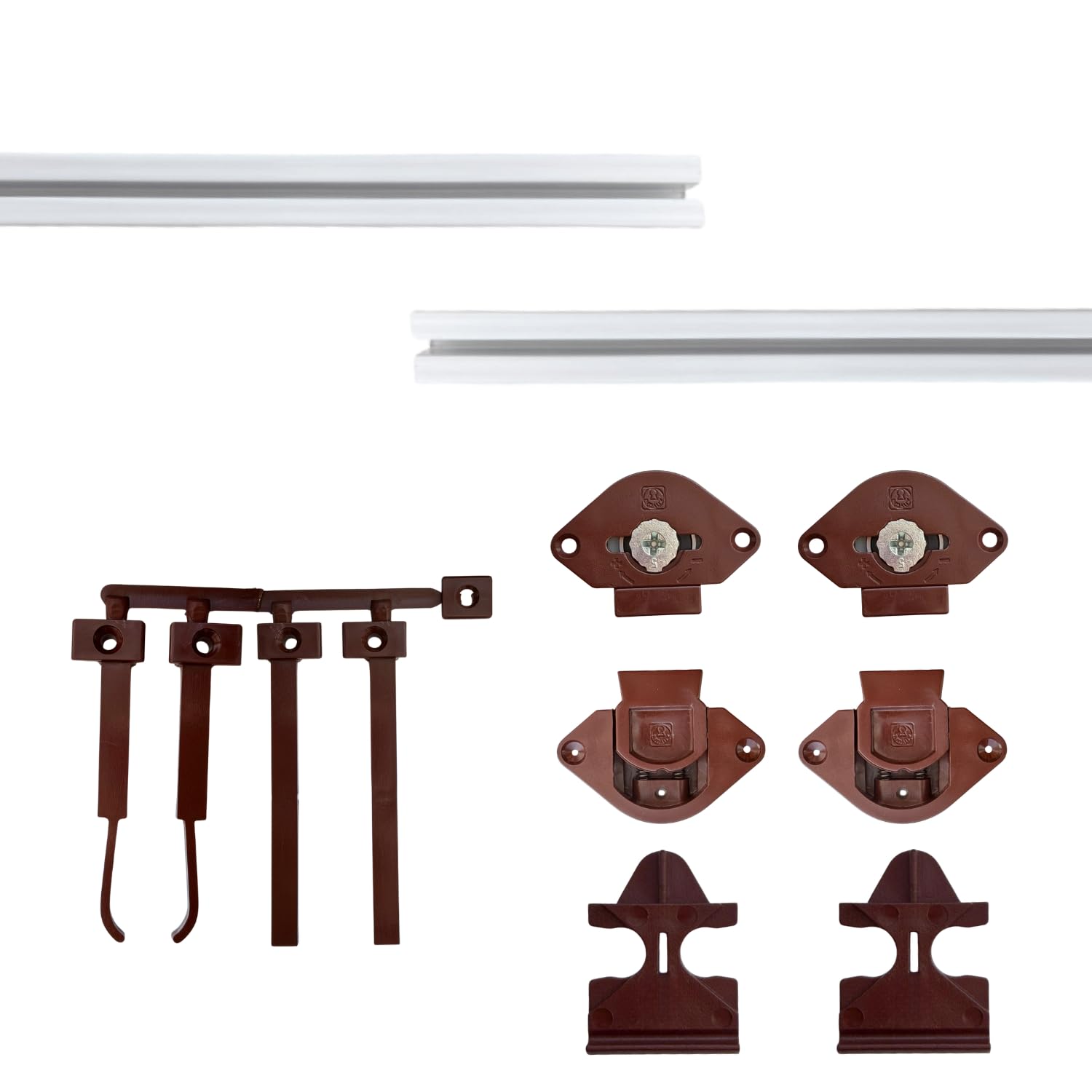 EVOTRADE Sistema de Herrajes para Puertas Corredizas para 1 o 2 Puertas "Junior4" - Riel de 2 METROS + Carros - Color a Elección - Peso Máximo Puerta 55KG (1 Puerta, Riel Blanco)