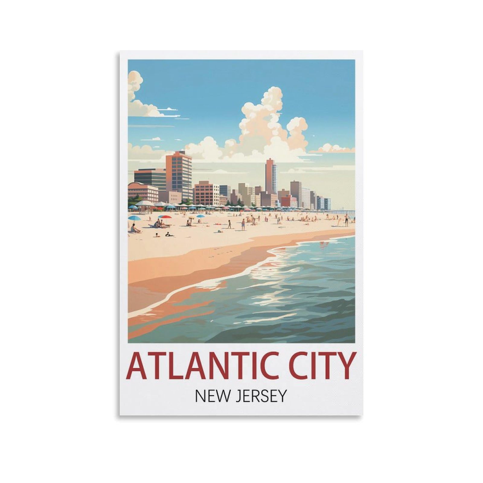 EZMLFA 5D Diamond Art Kits for Beginner,Atlantic City New Jersey,Diamond Art House DIY Diamond Art Kits for Home Wall Decor 40x50cm