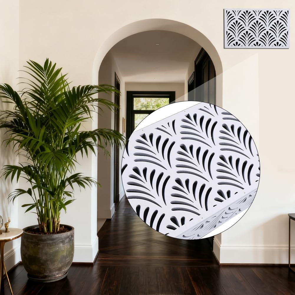 Boîtier de Sonnette Blanc Moderne Couverture Cloche Motif Abstrait Éventail Bois Rectangle Décoratif Élégant Facile à Installer Mur Intérieur Extérieur Entrée Porche Maison Décoration